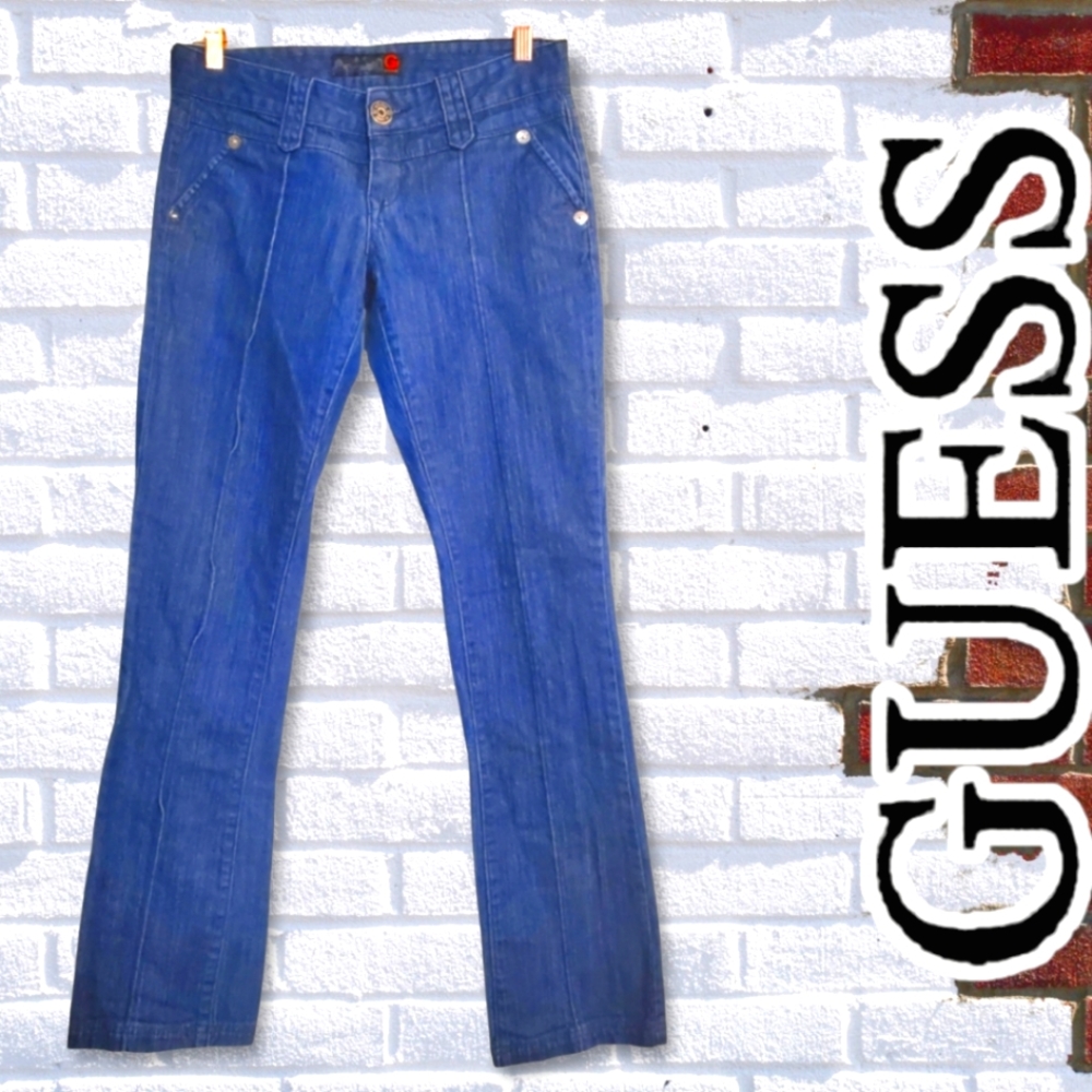 Guess Elliot Straight Leg Comfy Stretch Jeans with Seamed Front Detail Sz 6